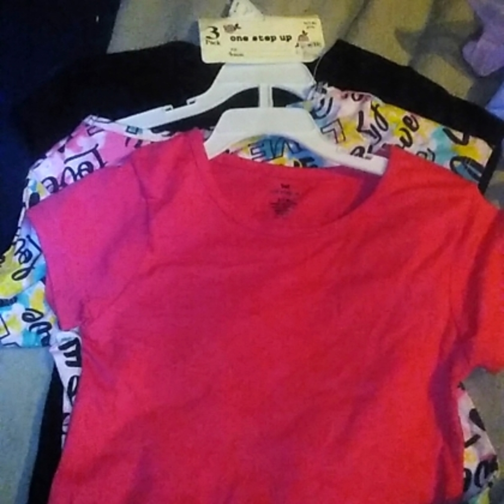 3 pack of girls shirts by one step up size s(7/8) pink and black